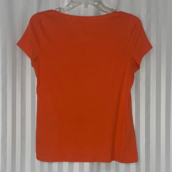Talbots Bright Orange V-Neck Short Sleeve Tee “The Talbots Tee” - Picture 6 of 6